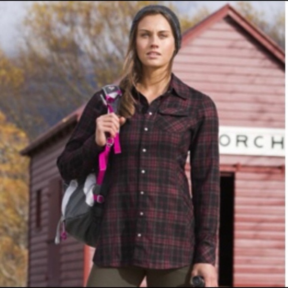 Athleta Black and Red Plaid Women's Top